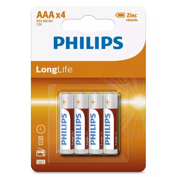 PHILIPS LongLife Zinc chloride μπαταρίες ...