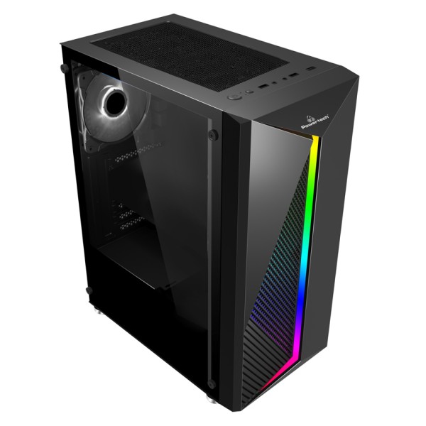 POWERTECH Gaming case PT-848, tempered glass, 80mm...