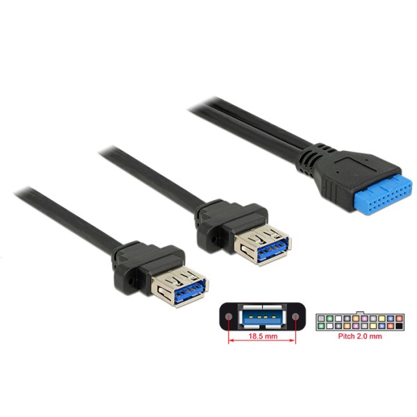 DELOCK καλώδιο USB 3.0 19 pin header (F) σ...