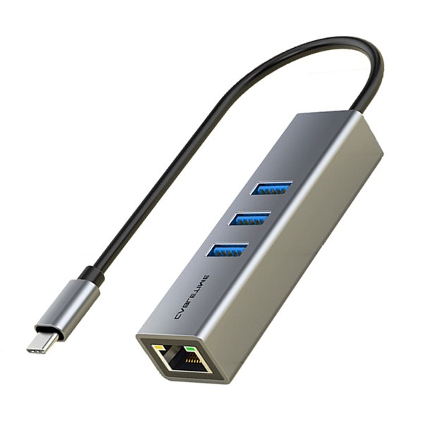 CABLETIME USB-C hub CT-CMLU3, RJ45 & 3x USB θ...