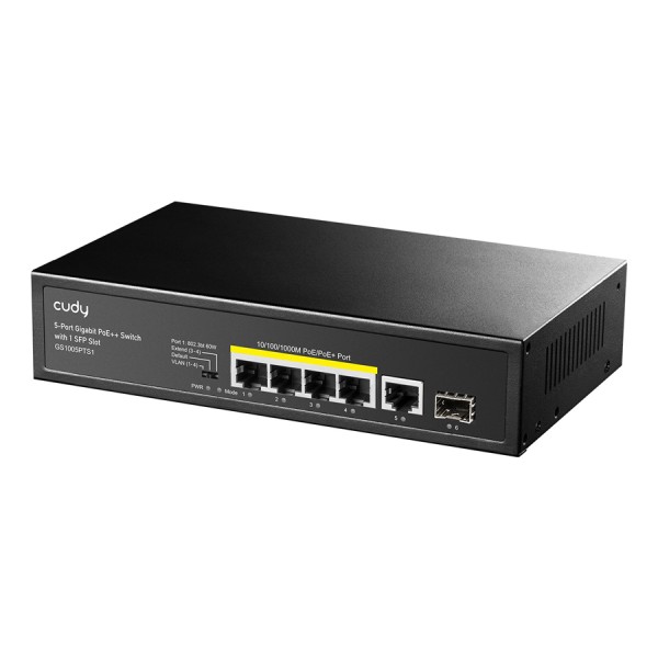 CUDY PoE+ switch GS1005PTS1, 5-port PoE+, 1x SFP, ...