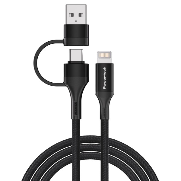 POWERTECH καλώδιο USB + USB-C σε Lightnin...