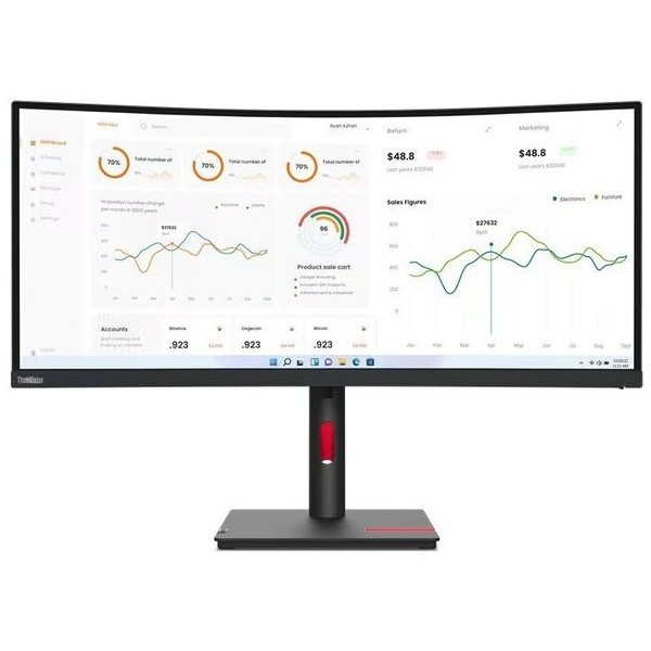 LENOVO Monitor ThinkVision T34w-30 34 WQHD VA, Cur...