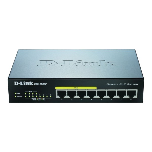 D-LINK SWITCH DGS-1008P 8-port 10/100/1000Mbps 4 P...